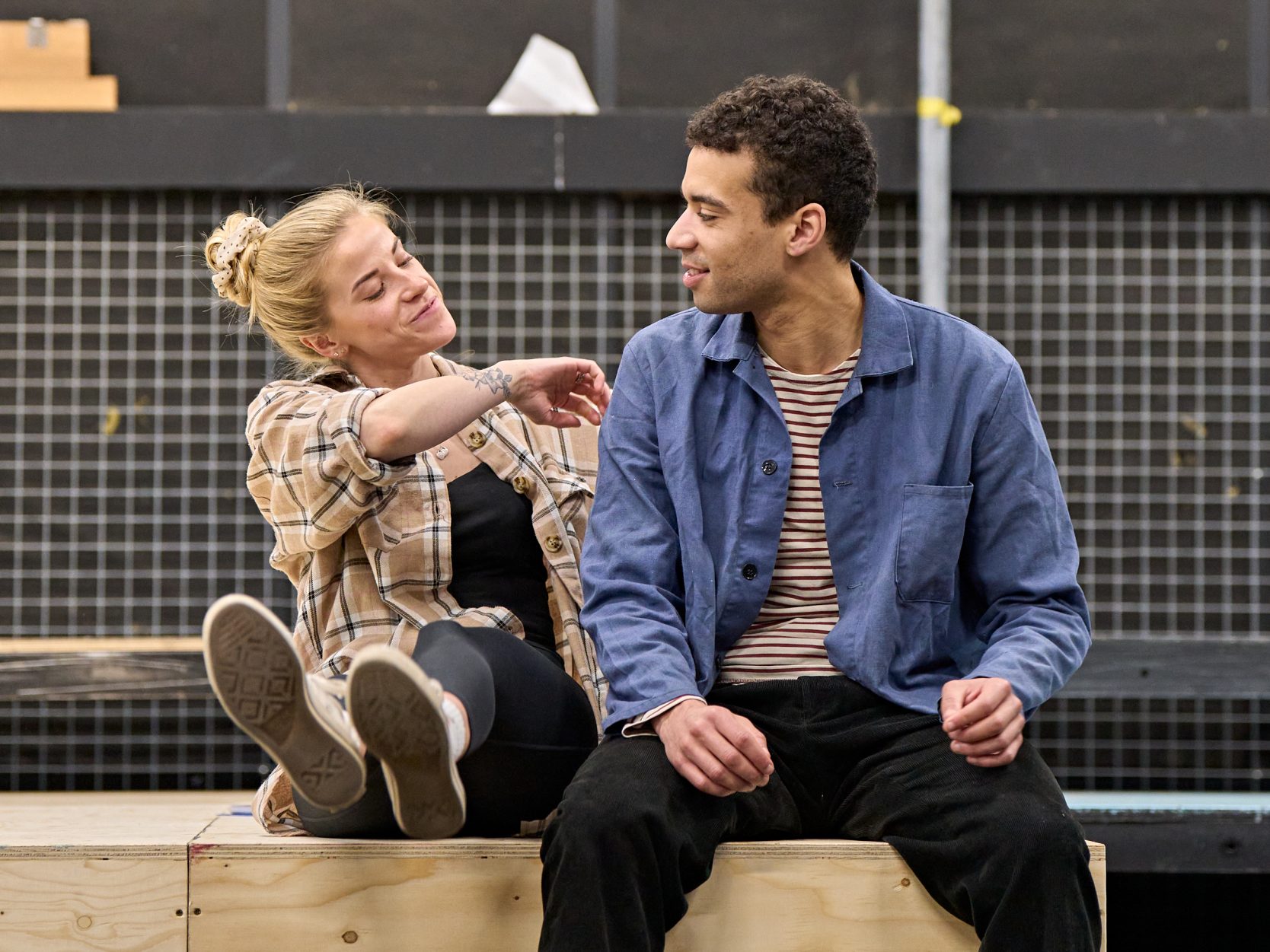 Chloe Oxley & Raphael Akuwudike in rehearsal for First Touch (Photo Manuel Harlan)